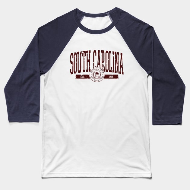 South Carolina Vintage Distressed Palmetto State Baseball T-Shirt by FireflyCreative